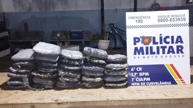 Polícia Militar e PRF prendem homem com 18 quilos de maconha em Curvelândia