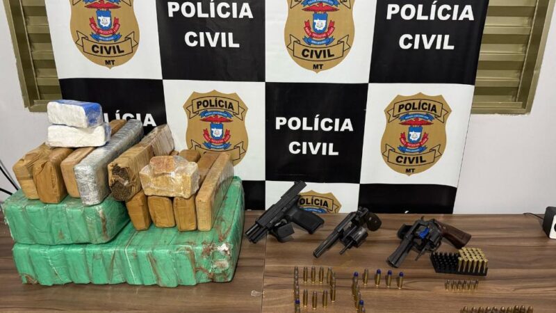 Polícia Civil desmonta ponto de armazenamento de armas e drogas em residência abandonada em Cocalinho