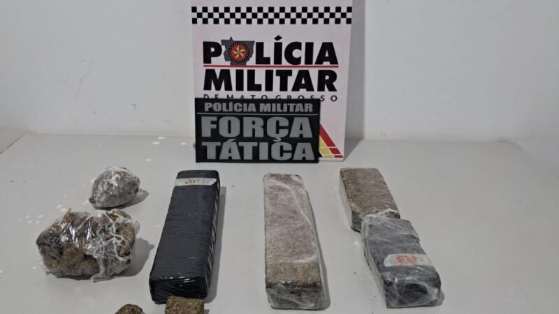 Força Tática prende homem e apreende adolescente com tabletes de maconha em Tangará da Serra